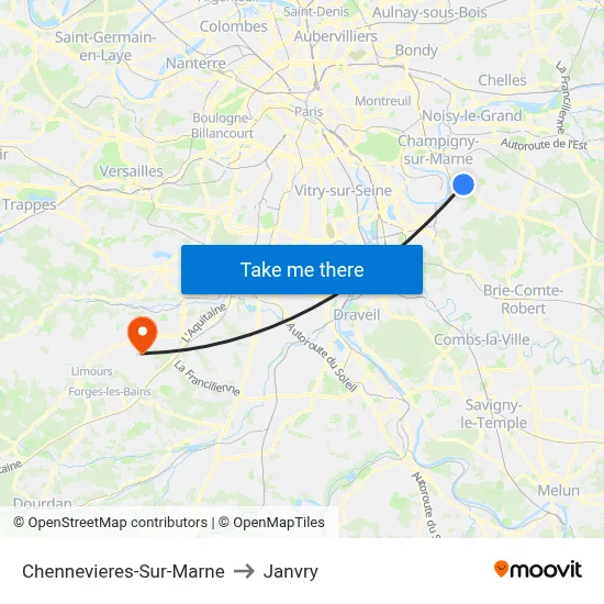 Chennevieres-Sur-Marne to Janvry map