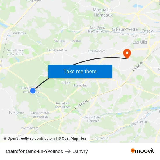 Clairefontaine-En-Yvelines to Janvry map