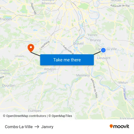 Combs-La-Ville to Janvry map