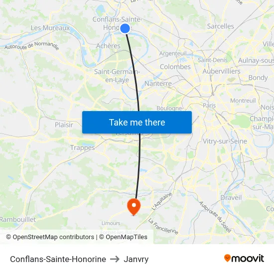 Conflans-Sainte-Honorine to Janvry map