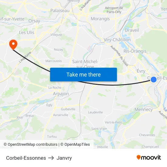 Corbeil-Essonnes to Janvry map