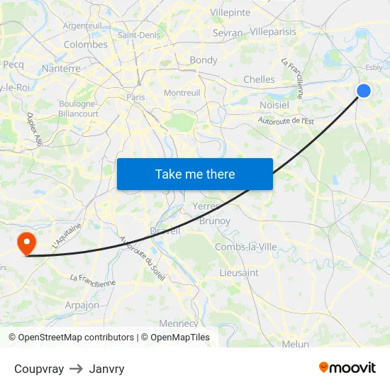 Coupvray to Janvry map