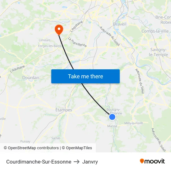 Courdimanche-Sur-Essonne to Janvry map