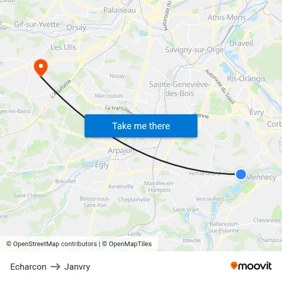 Echarcon to Janvry map