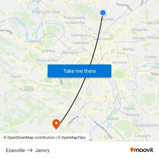 Ezanville to Janvry map
