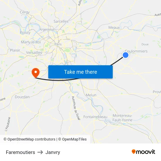 Faremoutiers to Janvry map