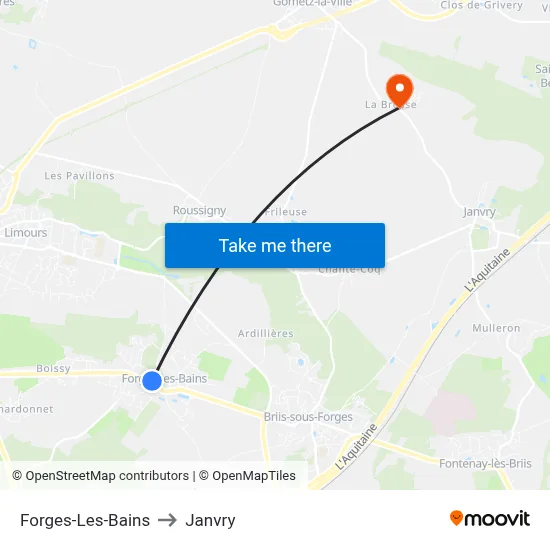 Forges-Les-Bains to Janvry map