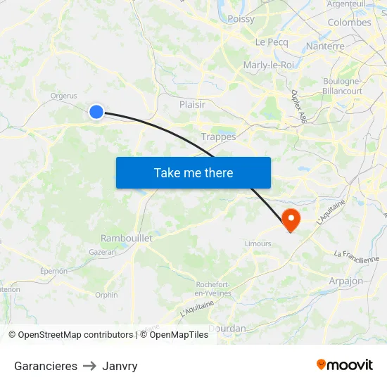 Garancieres to Janvry map