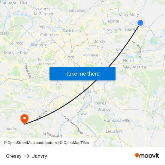 Gressy to Janvry map