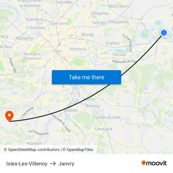 Isles-Les-Villenoy to Janvry map