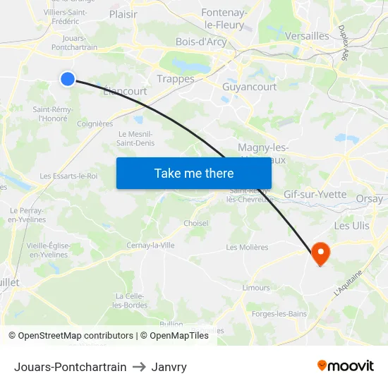 Jouars-Pontchartrain to Janvry map