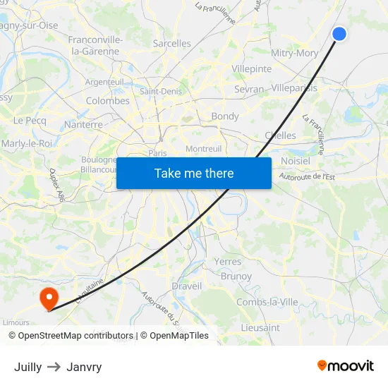 Juilly to Janvry map
