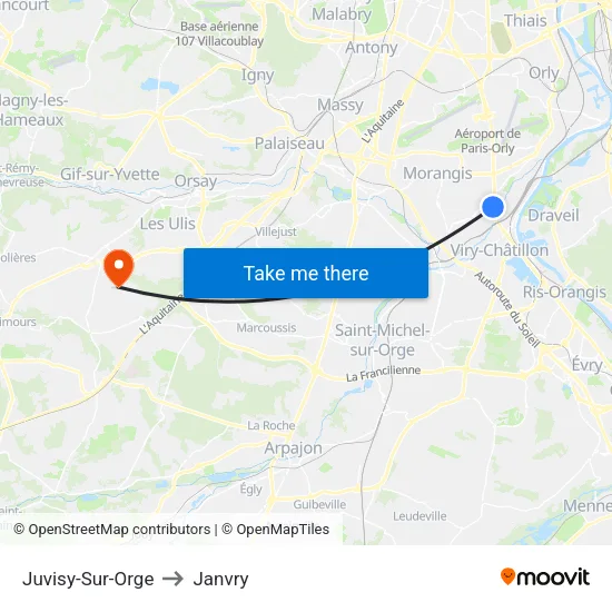 Juvisy-Sur-Orge to Janvry map
