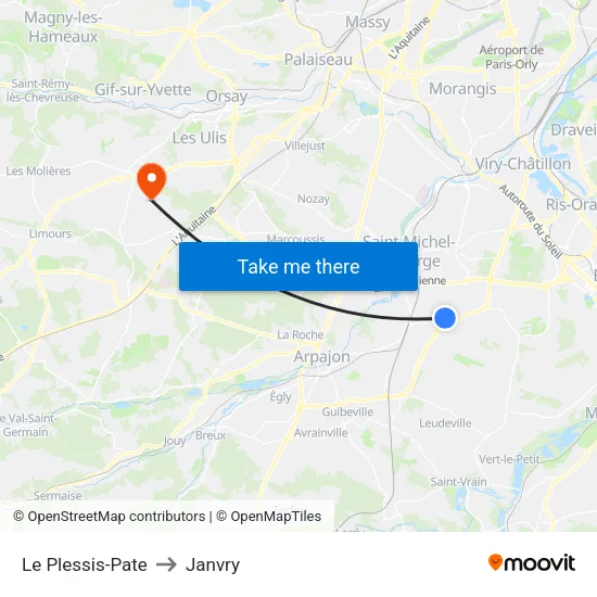 Le Plessis-Pate to Janvry map