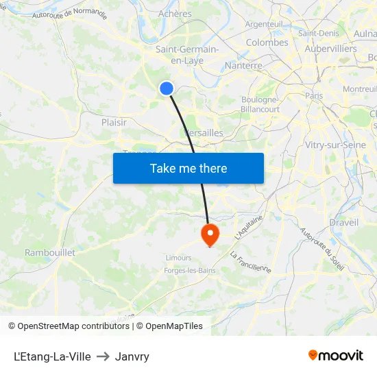 L'Etang-La-Ville to Janvry map