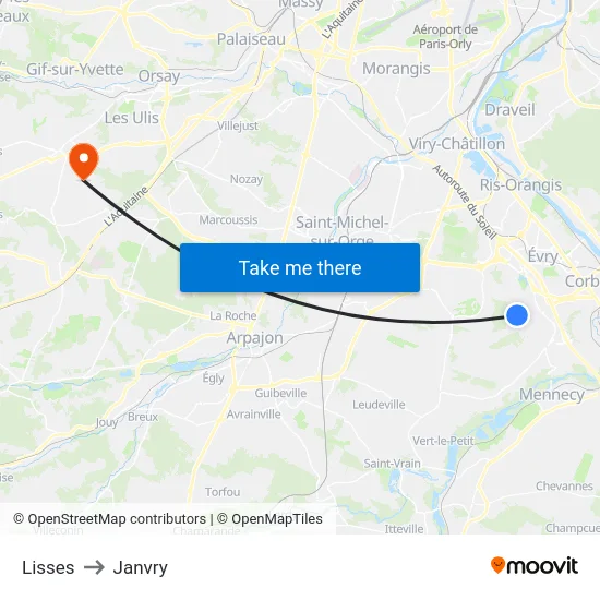 Lisses to Janvry map