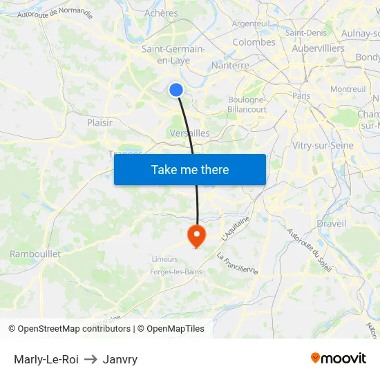 Marly-Le-Roi to Janvry map