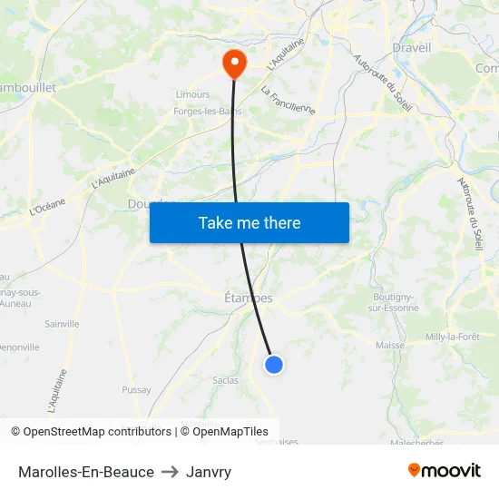 Marolles-En-Beauce to Janvry map