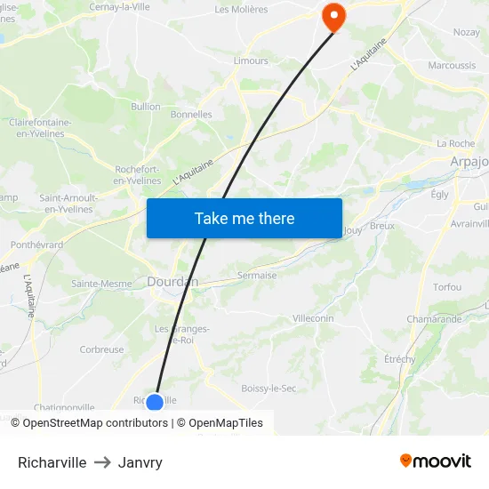 Richarville to Janvry map