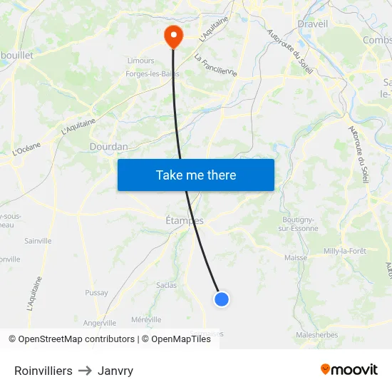 Roinvilliers to Janvry map
