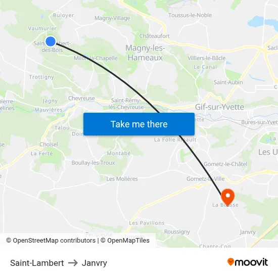Saint-Lambert to Janvry map