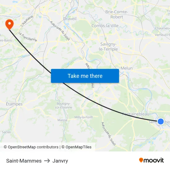 Saint-Mammes to Janvry map