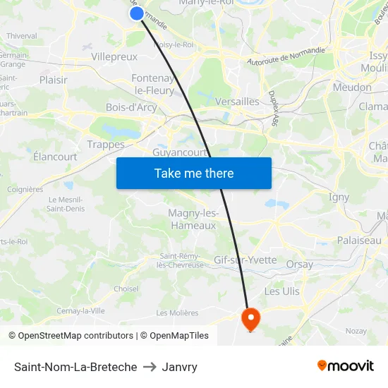 Saint-Nom-La-Breteche to Janvry map