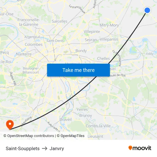 Saint-Soupplets to Janvry map