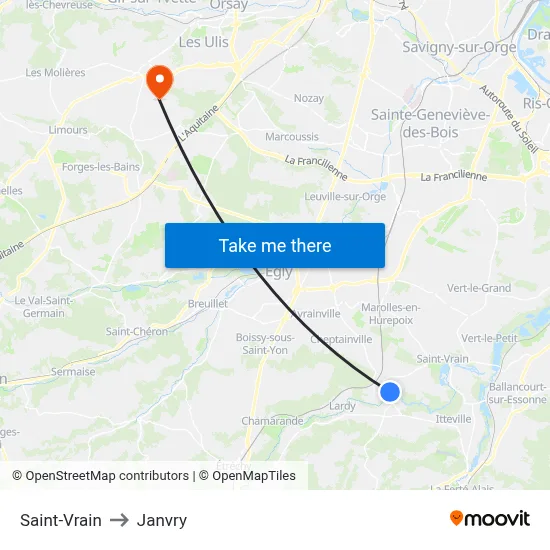Saint-Vrain to Janvry map