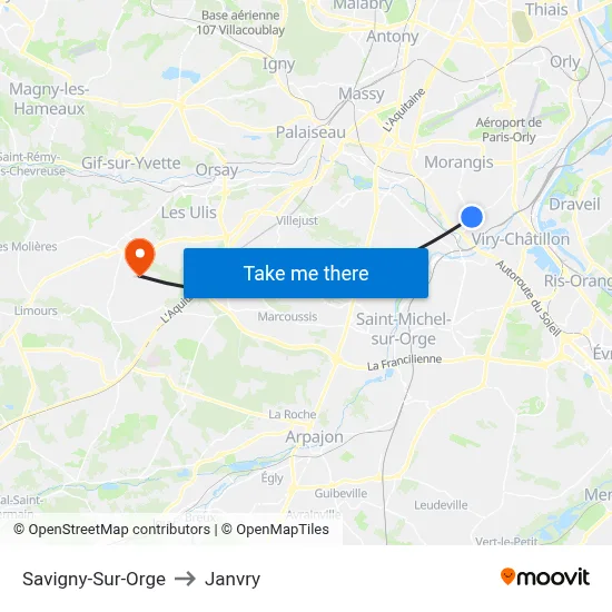 Savigny-Sur-Orge to Janvry map