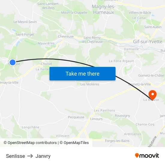 Senlisse to Janvry map