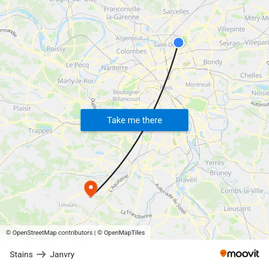 Stains to Janvry map