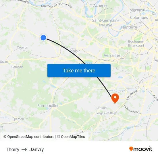 Thoiry to Janvry map