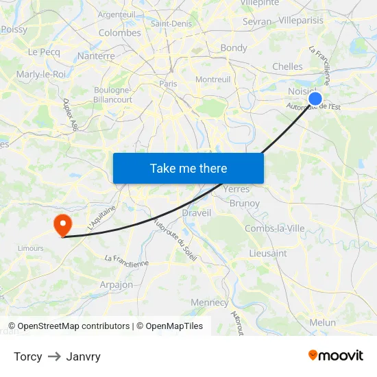Torcy to Janvry map