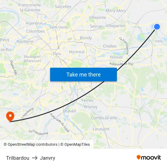 Trilbardou to Janvry map