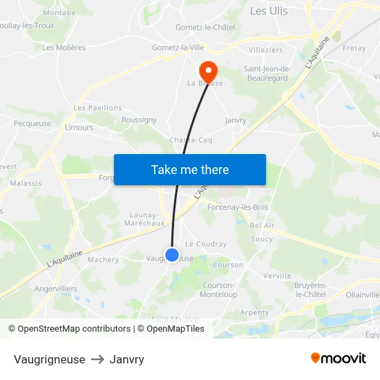 Vaugrigneuse to Janvry map