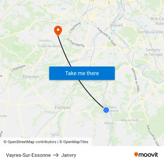 Vayres-Sur-Essonne to Janvry map
