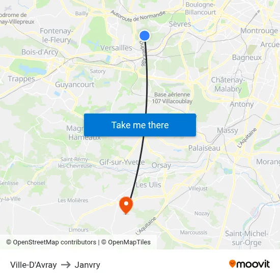Ville-D'Avray to Janvry map