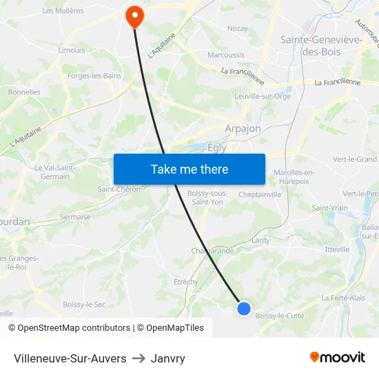 Villeneuve-Sur-Auvers to Janvry map