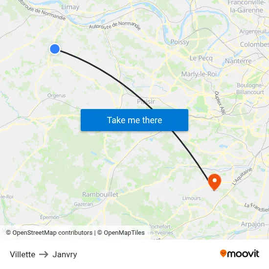 Villette to Janvry map