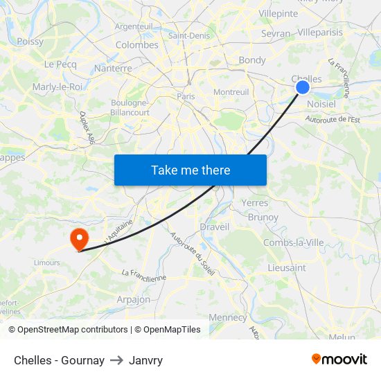 Chelles - Gournay to Janvry map