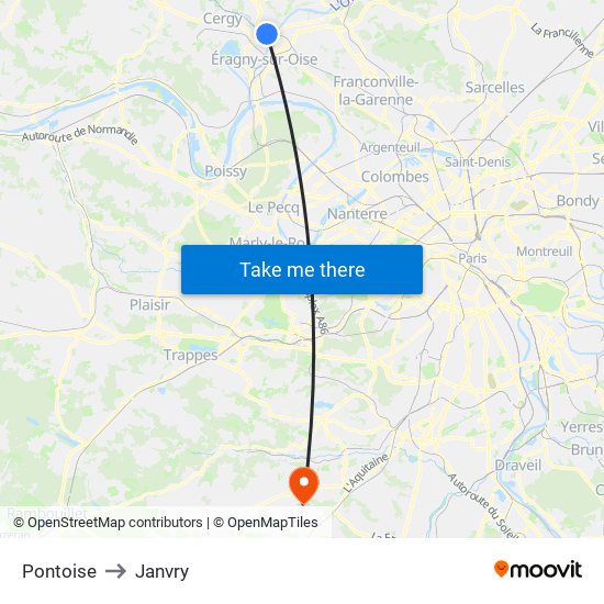 Pontoise to Janvry map