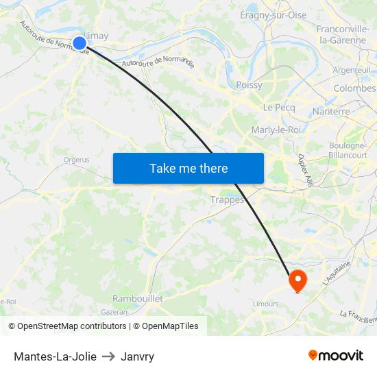 Mantes-La-Jolie to Janvry map