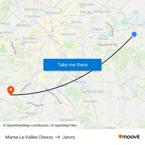 Marne-La-Vallée Chessy to Janvry map