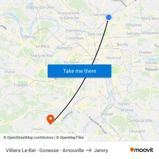 Villiers-Le-Bel - Gonesse - Arnouville to Janvry map