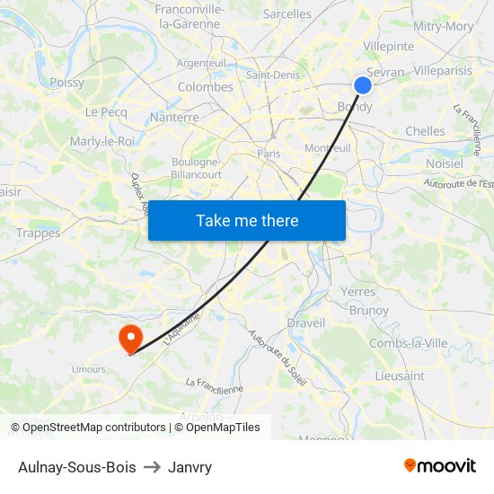 Aulnay-Sous-Bois to Janvry map