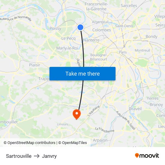 Sartrouville to Janvry map