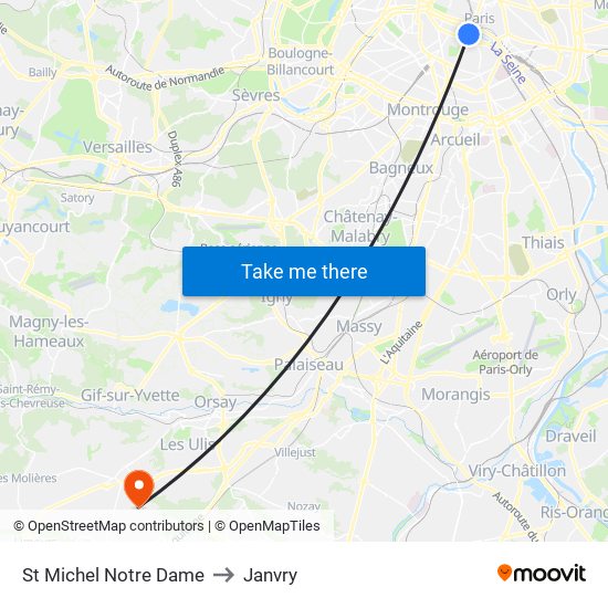 St Michel Notre Dame to Janvry map