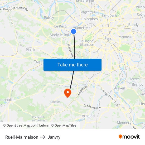 Rueil-Malmaison to Janvry map