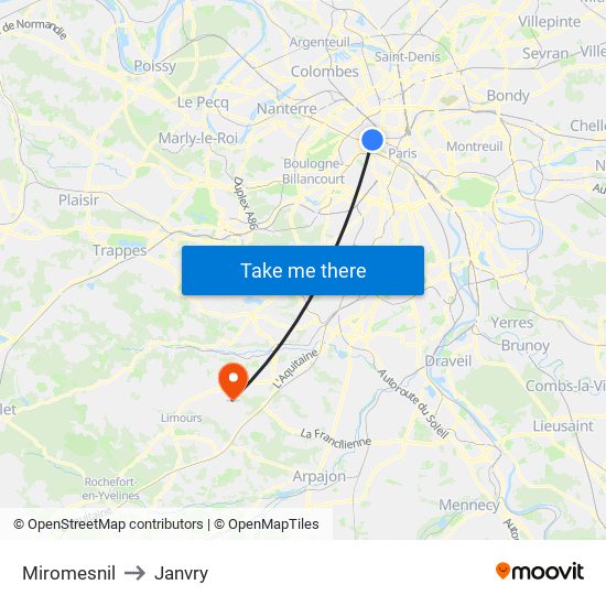 Miromesnil to Janvry map